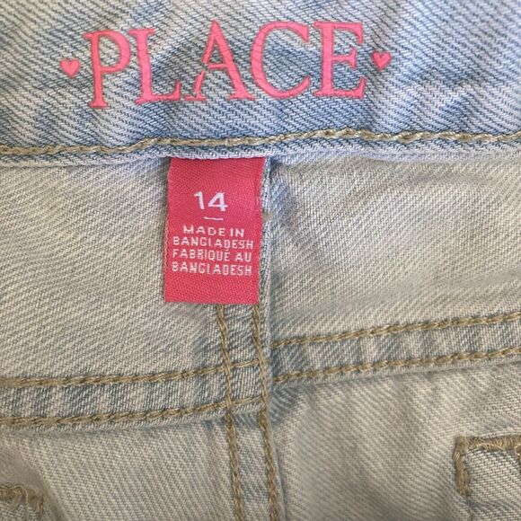Childrens Place Shorts Bermuda light Wash Distressed Girls Size 14 - Picture 3 of 5